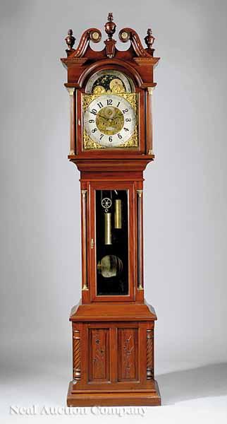 Appraisal: An American Carved Mahogany Tall Case Clock c the dial