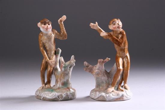 Appraisal: PAIR CHELSEA PORCELAIN FIGURAL PLACE CARD HOLDERS Each modelled as