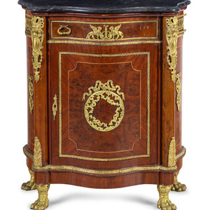 Appraisal: An Empire Style Gilt Bronze Mounted Kingwood Veneered Marble-Top Meuble