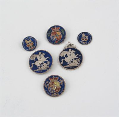 Appraisal: George IV enamelled coins Crowns Halfcrowns and 'Lion' Shillings all