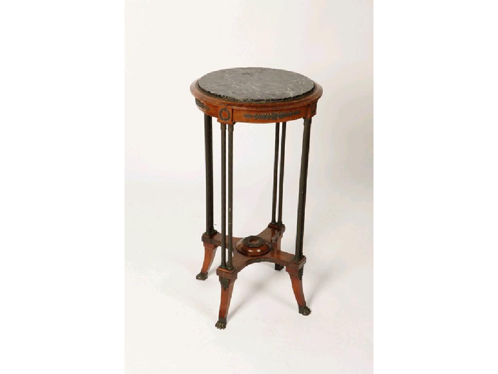 Appraisal: A FRENCH EMPIRE STYLE GUERIDON TYPE TABLE the circular top