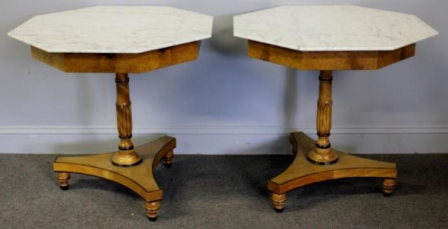 Appraisal: Pair of Vintage Beacon Hill Marble Top End Tables With