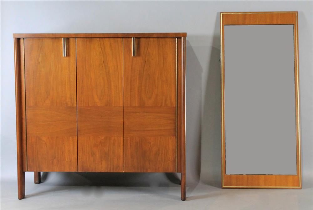 Appraisal: JOHN WIDDICOMB MID-CENTURY MODERN CABINET WITH ACCOMPANYING MIRROR the walnut