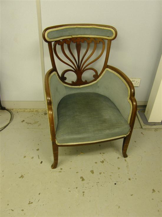 Appraisal: th century mahogany framed armchair with pierced fan back