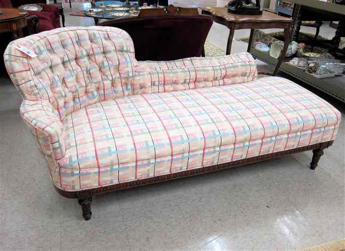 Appraisal: LOUIS XVI STYLE CHAISE LOUNGE English c having a tufted