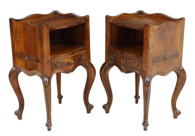 Appraisal: pair Louis XV style bedside cabinets th c having scalloped