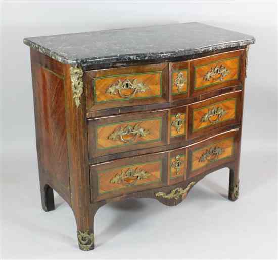 Appraisal: A late th century French kingwood and walnut marble top