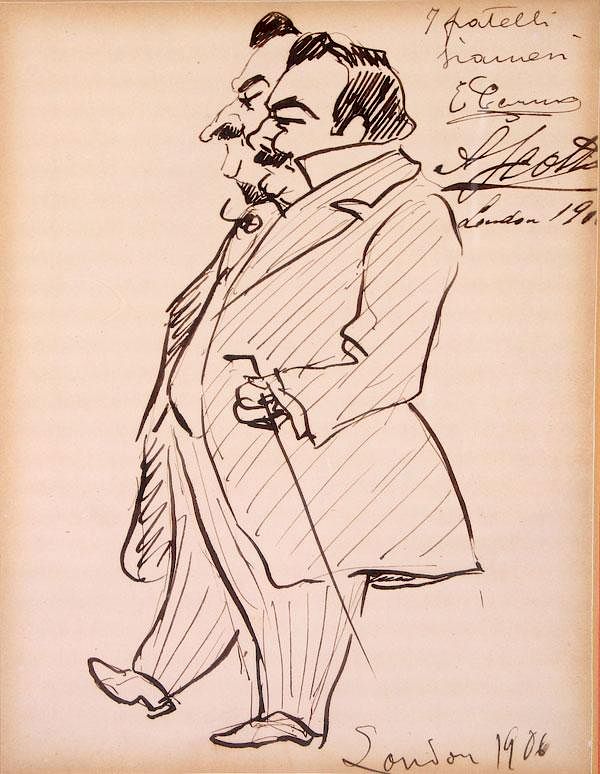 Appraisal: ENRICO CARUSO CARICATURE PEN AND INK ENRICO CARUSO Italian -