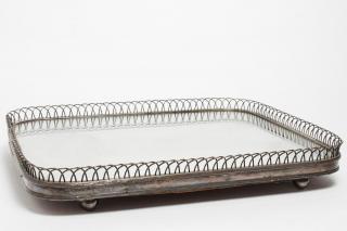 Appraisal: Antique Silver Mirrored plateau a footed serving tray with silver-plate