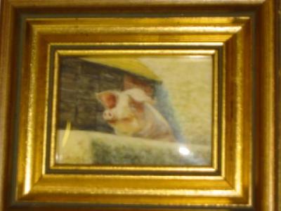 Appraisal: DAPHNE LEE Young Sow signed on ivorine x gilt frame