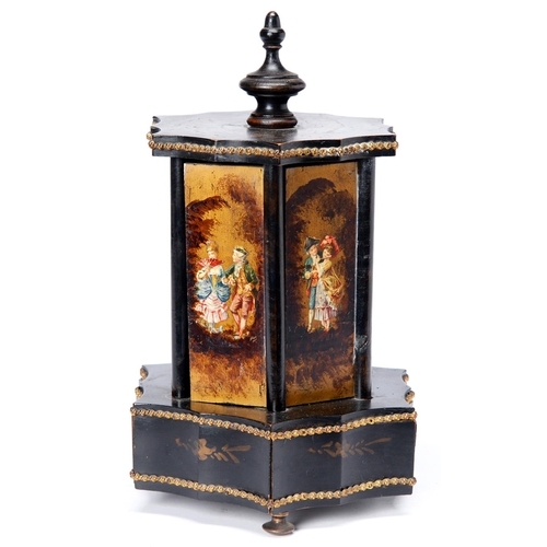 Appraisal: A French giltmetal mounted and ebonised wood rotating cigar dispenser