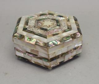 Appraisal: Mother of Pearl Carved Inlaid Jewelry Box Mother of Pearl