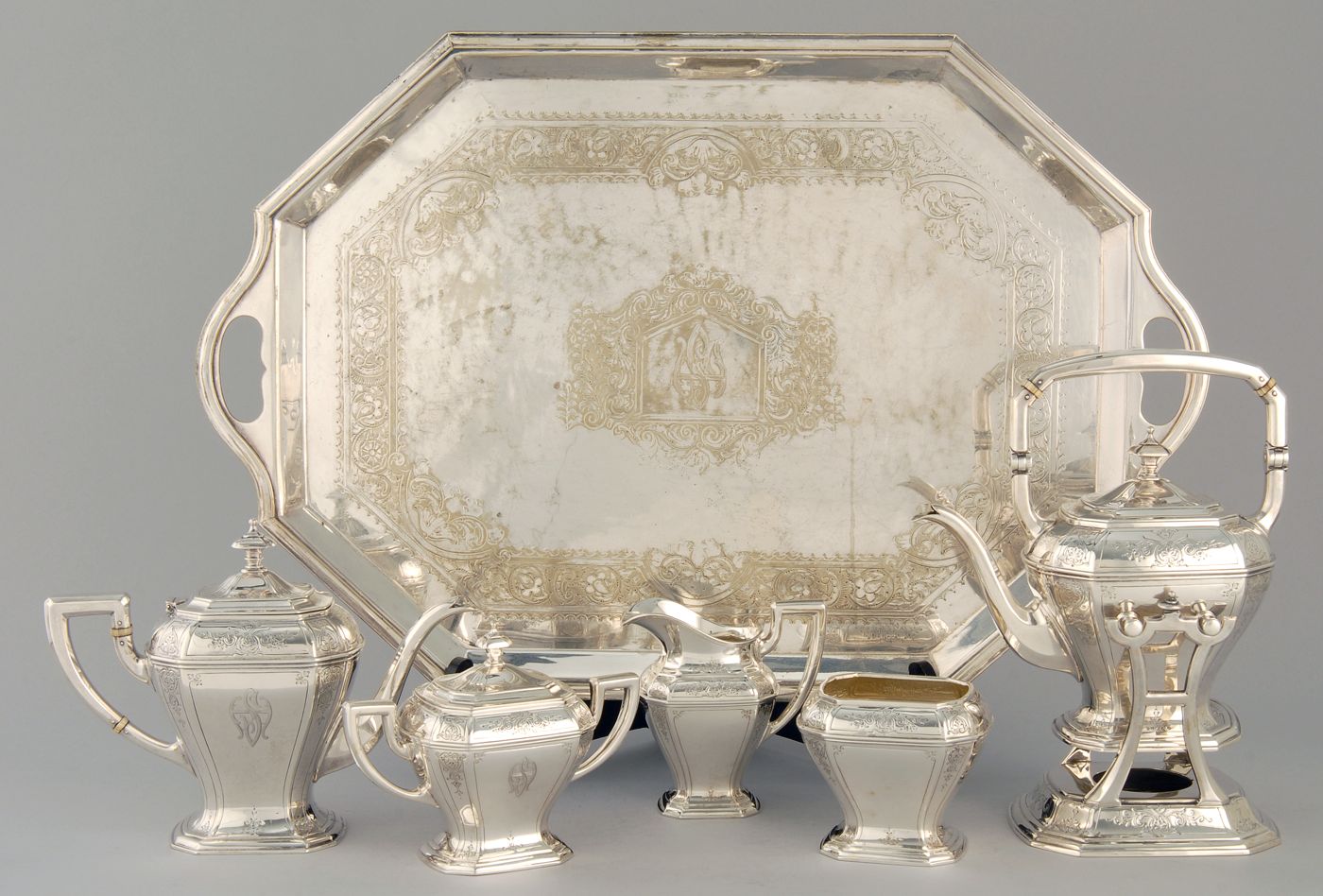 Appraisal: REED BARTON FIVE-PIECE STERLING SILVER TEA SET In an engraved