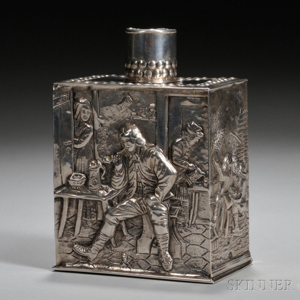 Appraisal: Cornelis Rietveld Dutch Silver Tea Caddy early th century impressed