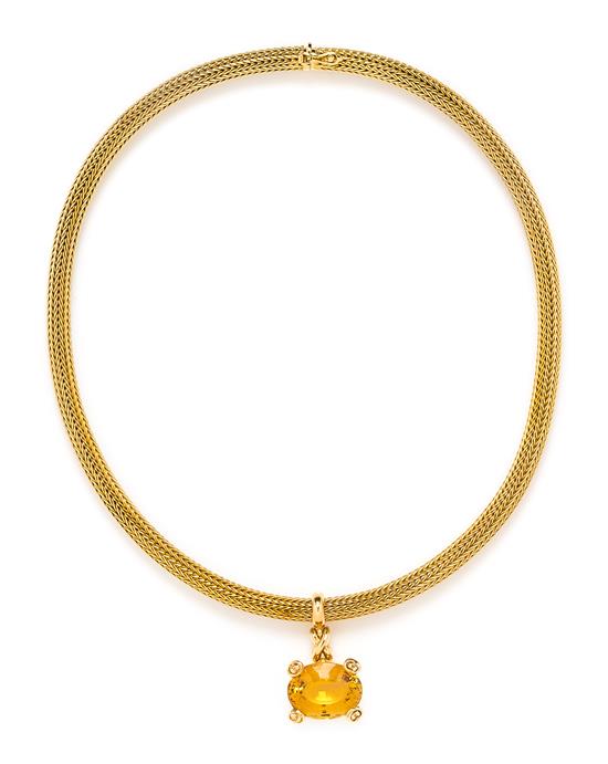 Appraisal: Sale Lot An Karat Yellow Gold and Yellow Beryl Necklace