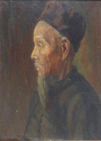 Appraisal: CHOW Fong Oil on Canvas of a ChineseNobleman Signed lower