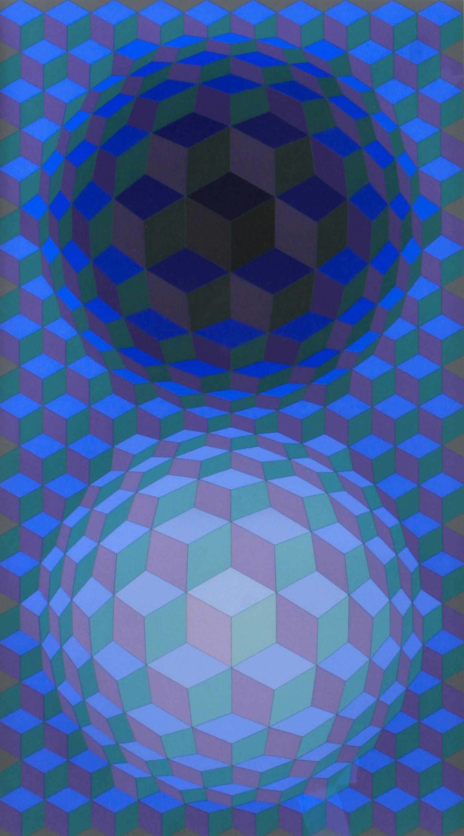 Appraisal: Victor Vasarely Hungarian - Untitled Blue Green Purple Untitled Purple