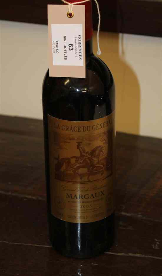 Appraisal: Nine bottles including three Margaux La Grace du General Sichel