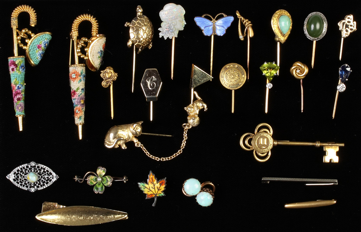 Appraisal: Various Vintage Gold Stick Pins