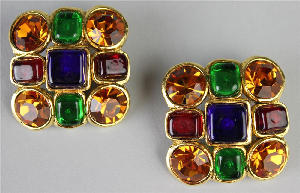 Appraisal: PAIR OF CHANEL EARRINGS clip on signed Chanel Made in