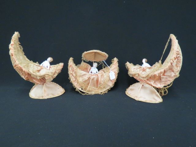 Appraisal: pc Art Deco Half Doll Lamp Set porcelain ladies silk