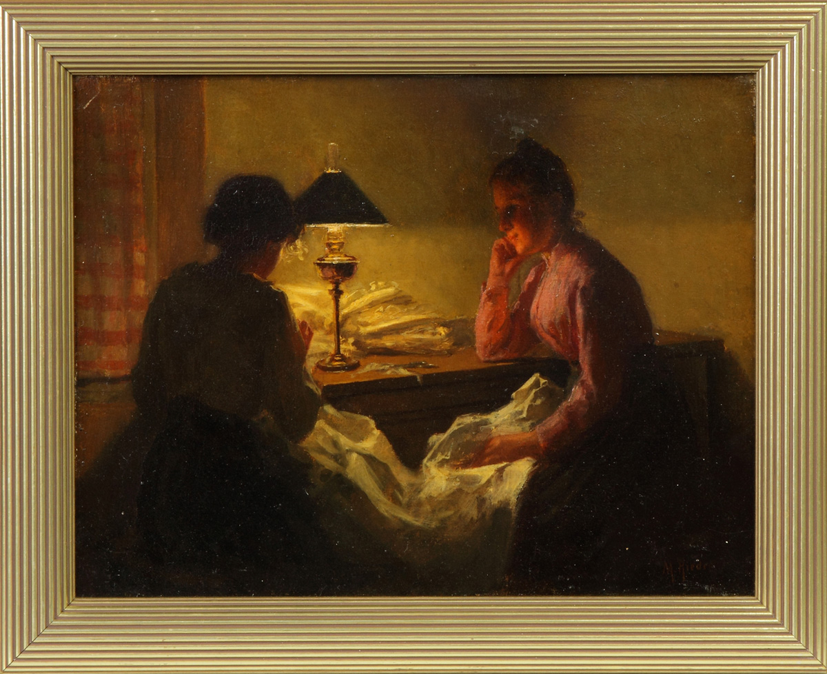 Appraisal: Marcel Rieder French - Women sewing Sgn Lower right M