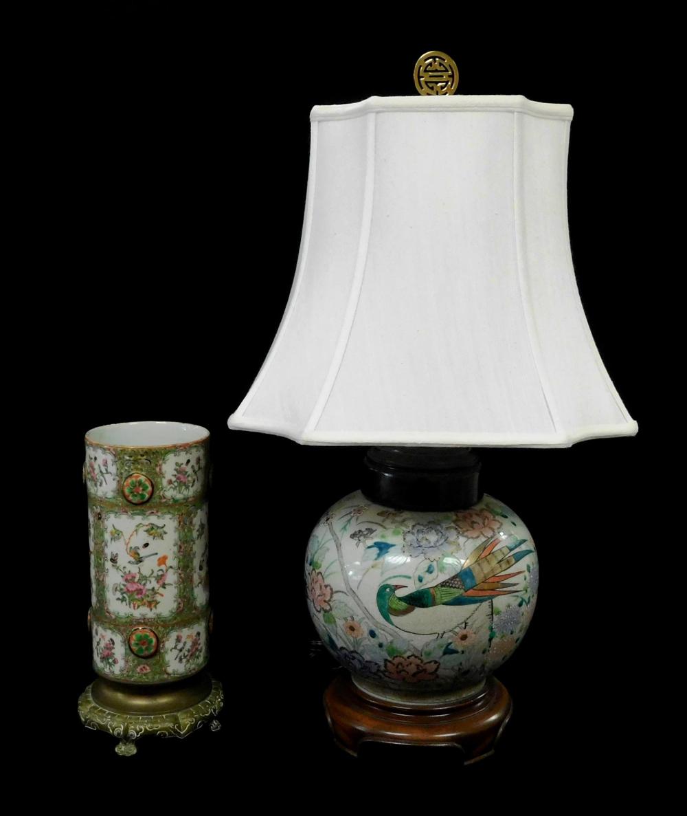 Appraisal: Two Chinese Export porcelain vases one wired as lamp a