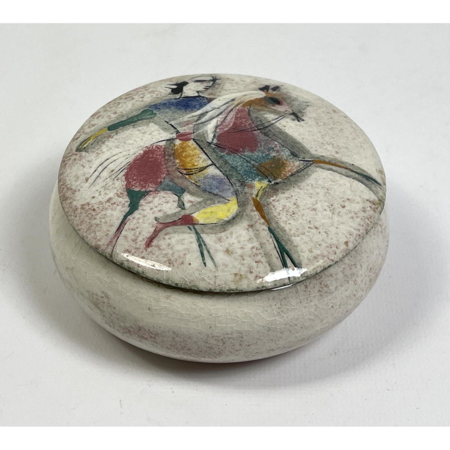 Appraisal: POLIA PILLIN Hand Painted Art Pottery Box Lid decorated with