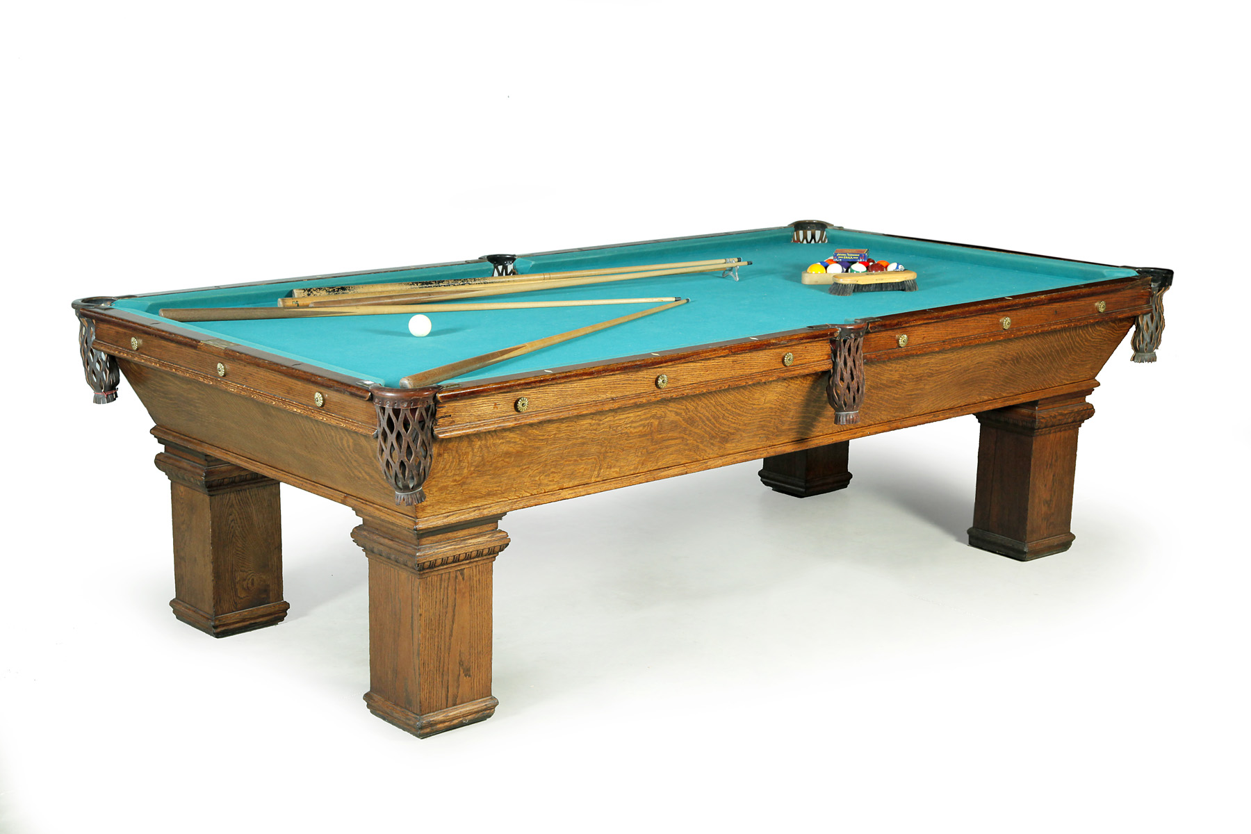 Appraisal: BRUNSWICK-BALKE-COLLENDER CO POOL TABLE American ca oak with bone diamond