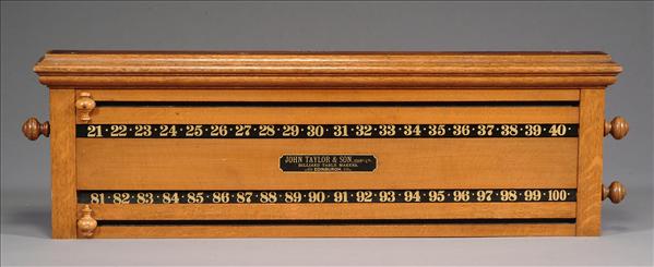 Appraisal: A Victorian oak Billiard score board by John Taylor Sons