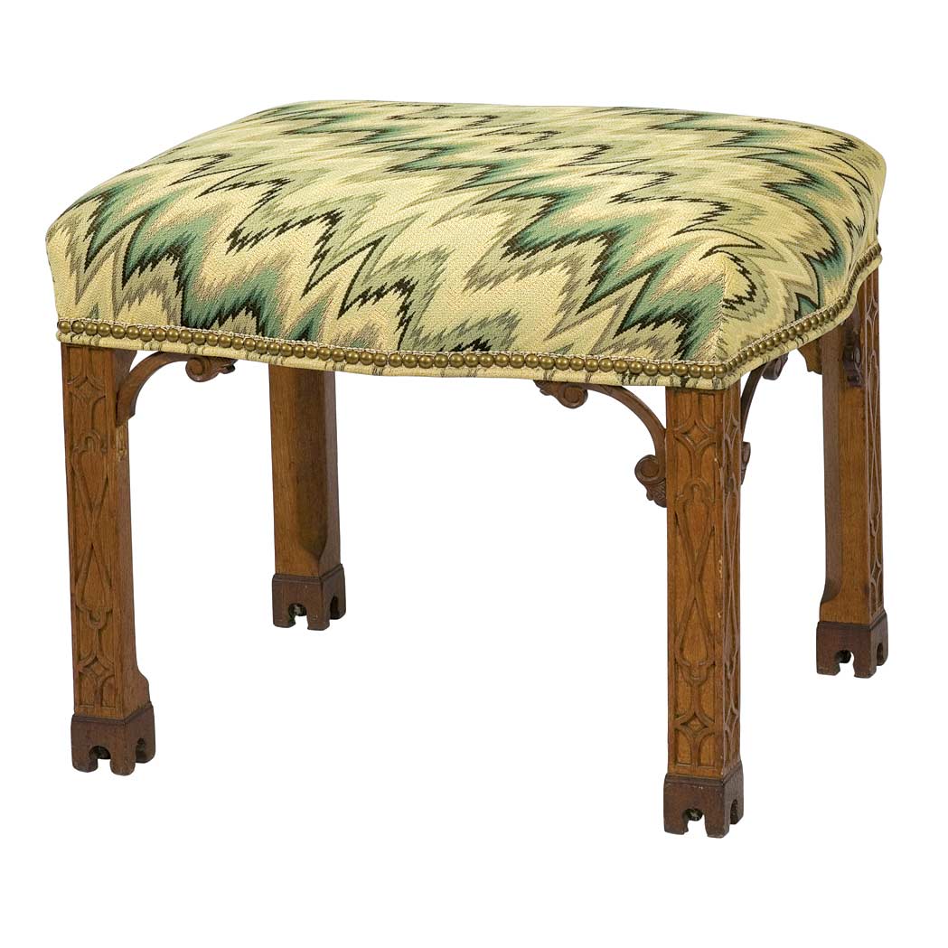 Appraisal: George III Style Oak Stool th Century The swollen rectangular