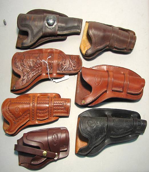 Appraisal: A lot of seven contemporary western holsters for Colt single