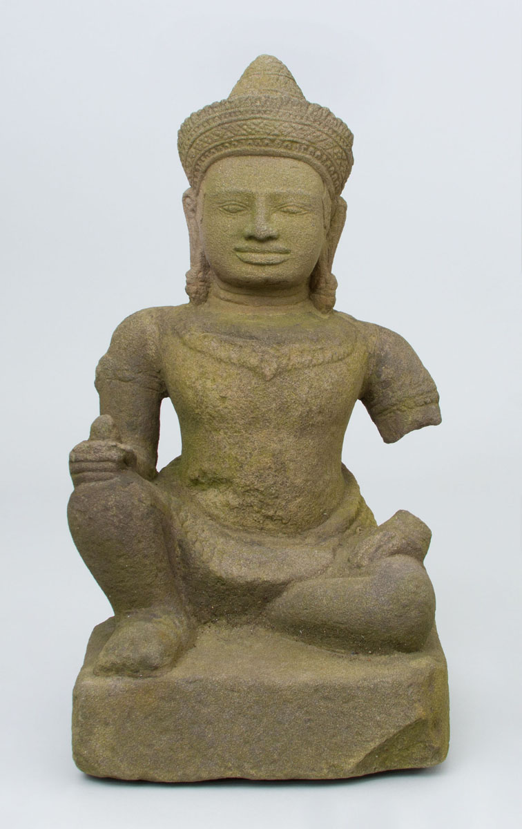 Appraisal: Khmer Style Carved Stone Figure of a Priest x x