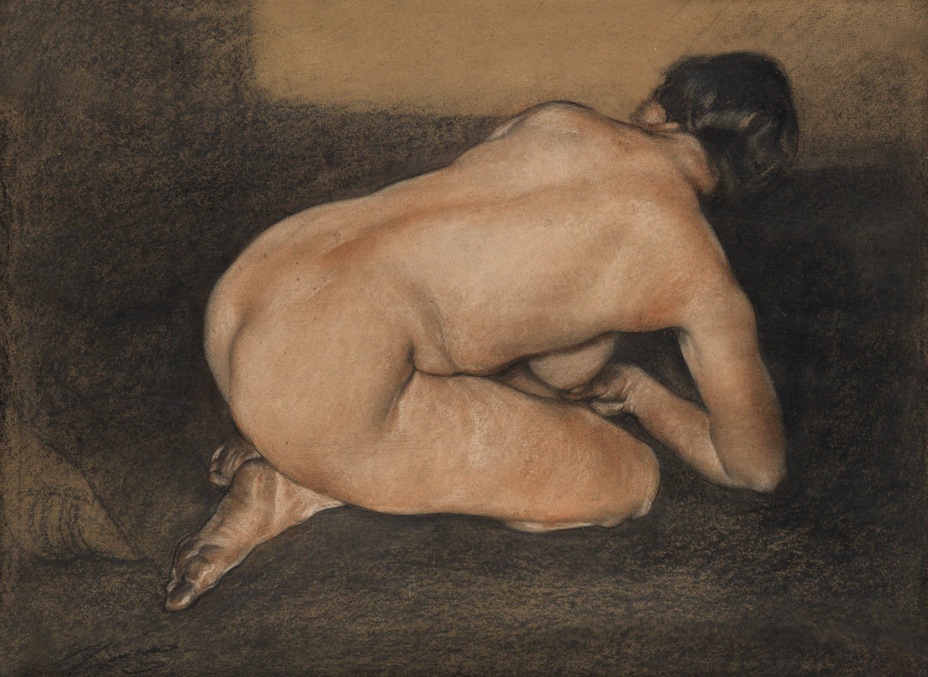 Appraisal: AUSTIN OSMAN SPARE Crouching nude seen from behind Color pastels