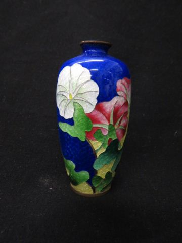 Appraisal: Japanese Cloisonne Vase signed fine foilback floral on rich blue