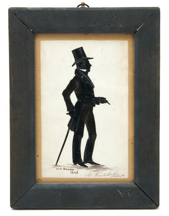 Appraisal: A Full Length Silhouette Leathe depicting a gentleman with top