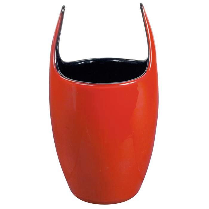 Appraisal: Fratelli Toso red and black incalmo vase Italy s cased