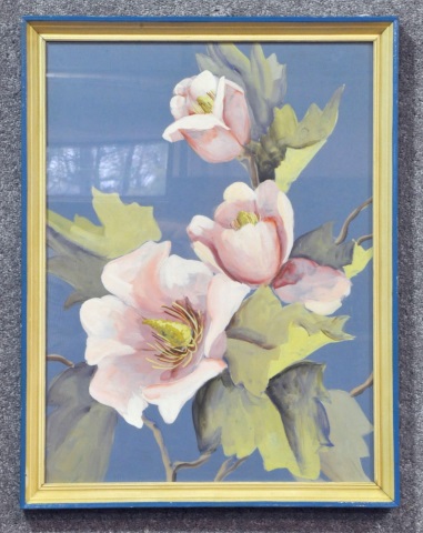 Appraisal: Gouache of Pink BlossomsNo apparent signature In natural and blue