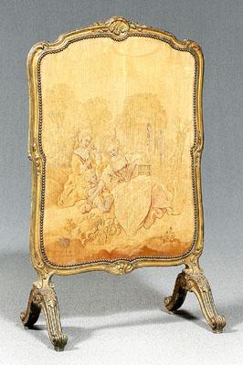 Appraisal: Louis XV fire screen finely carved gessoed and gilt wood