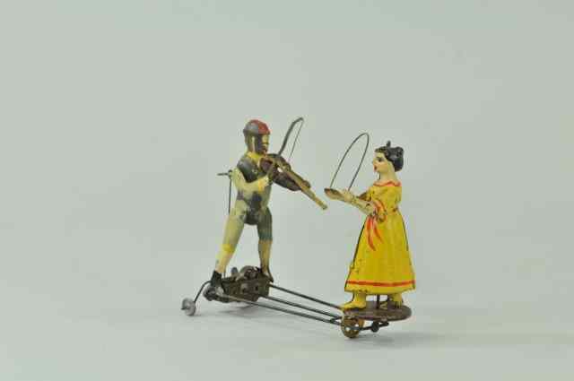 Appraisal: GUNTHERMANN FIDDLER DANCER Hand painted tin key wind appears under