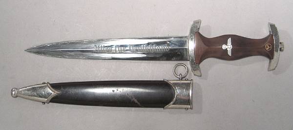 Appraisal: A German SA dagger The inch double edged blade inscribed