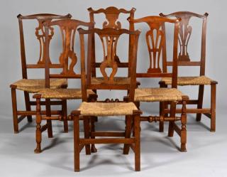 Appraisal: Chippendale Country Side Chairs th c Assembled group of country