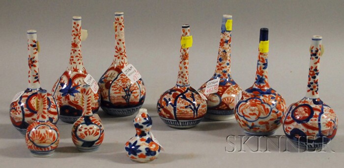 Appraisal: Ten Small Imari Porcelain Bottle Vases including two pairs ht