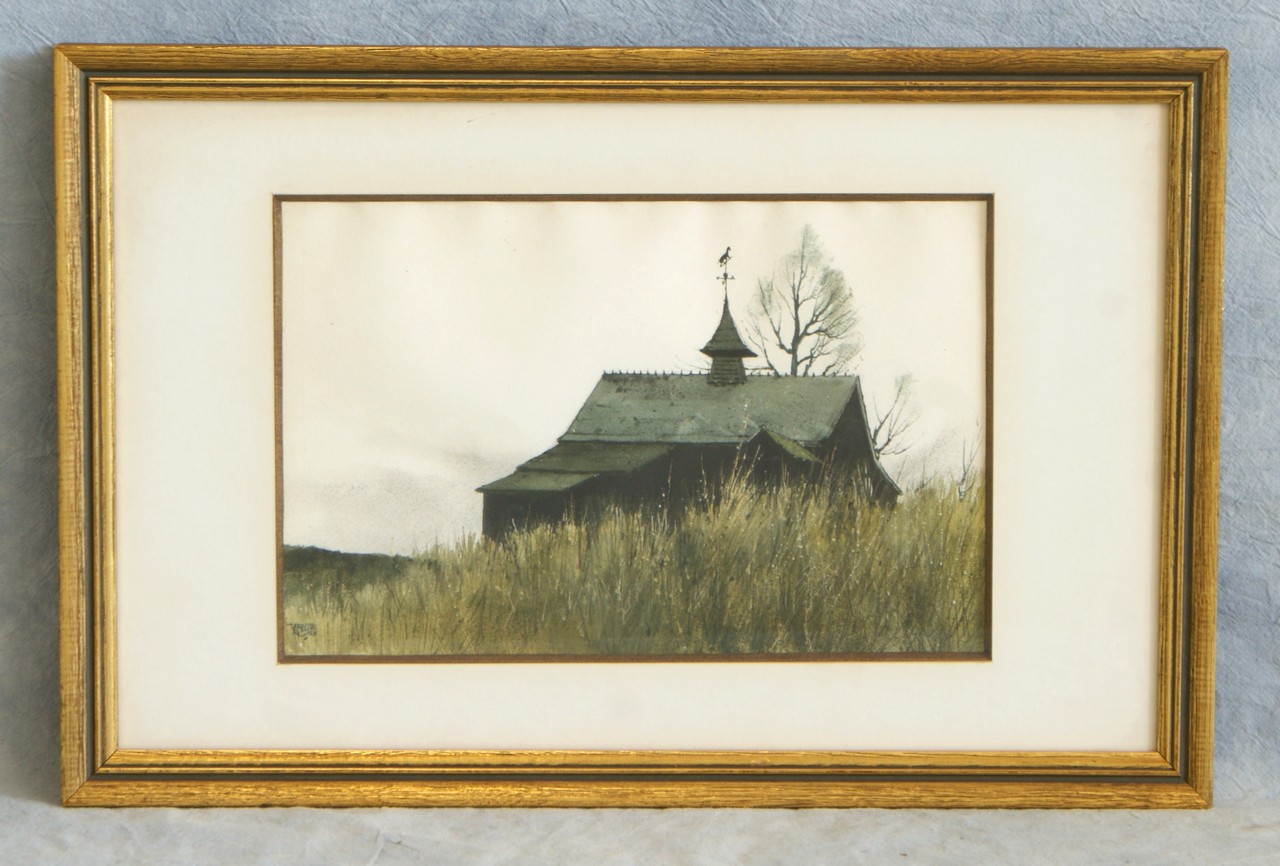 Appraisal: James Ross American NY PA - watercolor Weathervane on barn