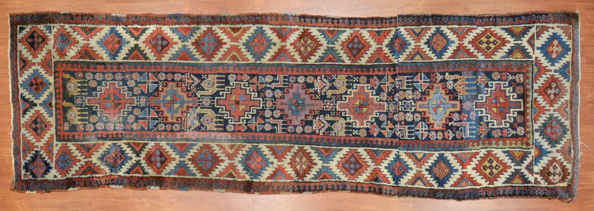 Appraisal: Antique Kazak runner approx x Caucasus circa Condition Some wear