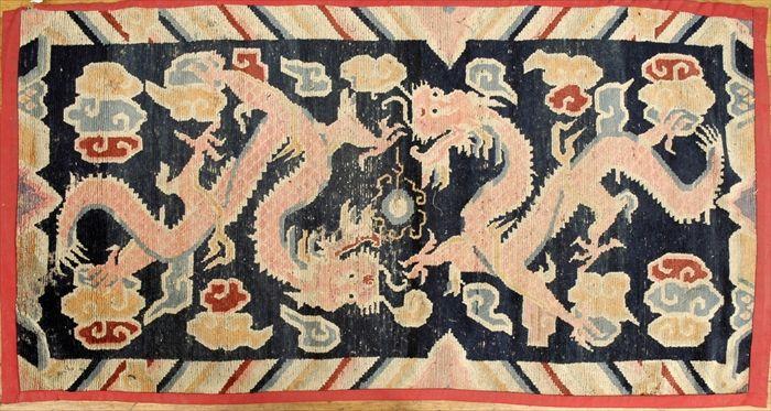 Appraisal: Tibetan Wool Rug with Double Dragon Motif ft in x