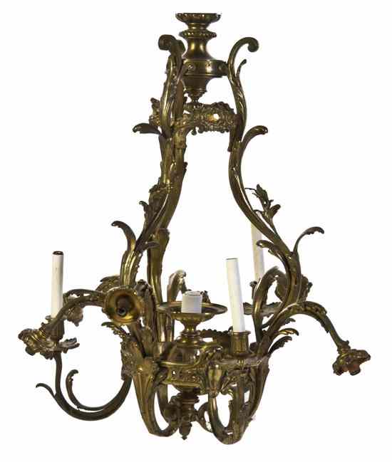 Appraisal: A Louis XV Style Gilt Metal Ten-Light Chandelier of foliate