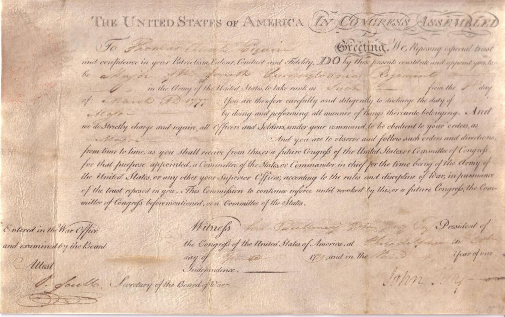 Appraisal: AMERICAN REVOLUTION JAY JOHN Partly-printed vellum Document Signed as President