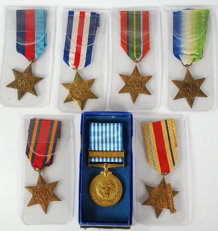 Appraisal: SIX WORLD WAR II STAR MEDALS with ribbons respectively -