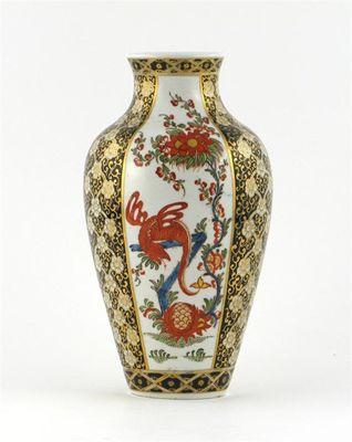 Appraisal: A Worcester-style vase painted with alternate panels of the Jabberwocky